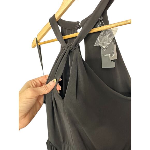 Torrid Deep Black Tea Length Studio Knit Halter Dress Women's Size 12 Large New - Picture 6 of 12